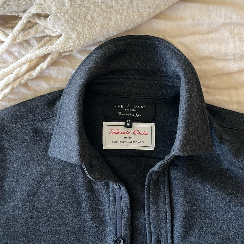 Rag and Bone 100% Supreme Japanese Knit Wool Shirt